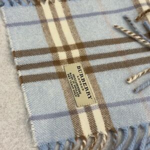 Burberry Cashmere Blue Plaid Scarf England
